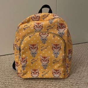 Betsey Johnson Pleather Orange Cat Backpack